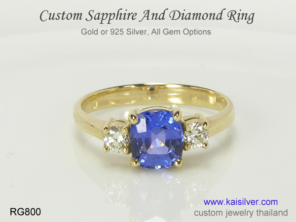 sapphire diamond ring silver or gold