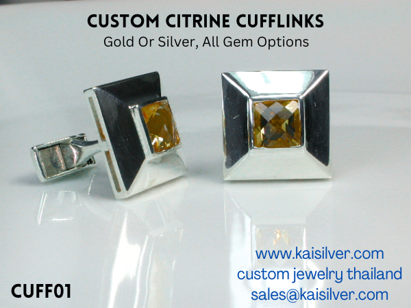 citrine gemstone cufflinks