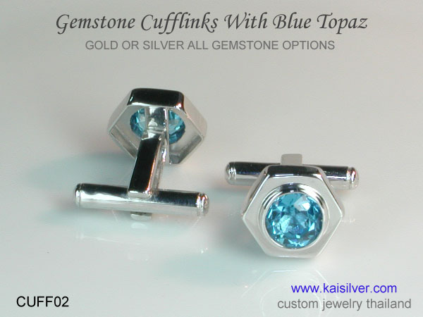 cufflinks gemstone blue topaz