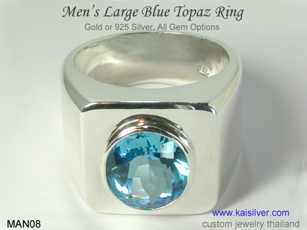 big ring for men blue topaz 