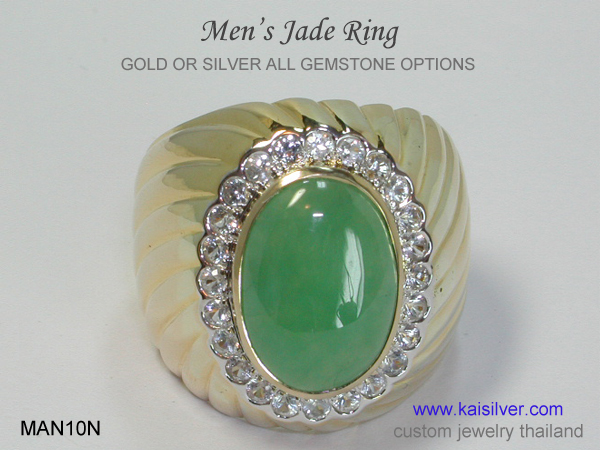 gents ring green jade 