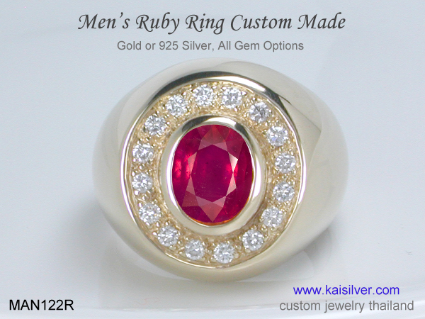 men's ruby gold ring made to order