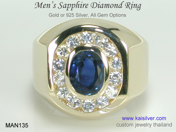 men's diamond and gemstone ring