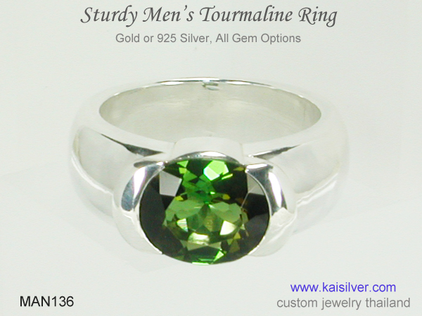 green gemstone for men, tourmaline