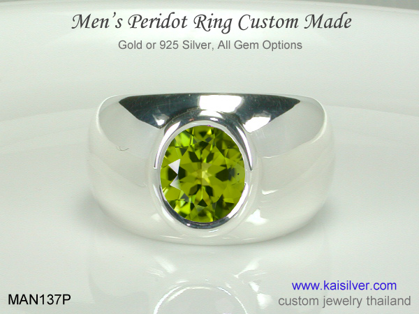 green gem ring for gents peridot