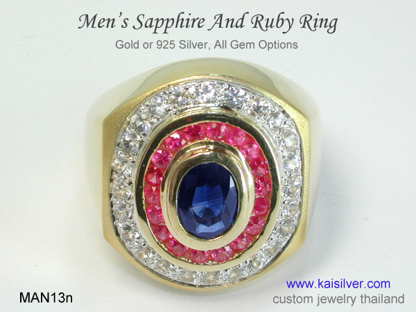 multiple gem rings for men gold or silver