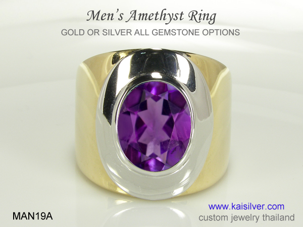 amethyst gold men's ring