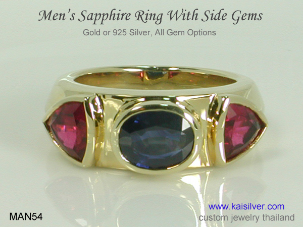 sapphire ring for men gold or 925 silver