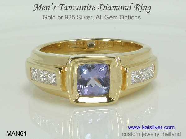 gold ring with tanzanite for men