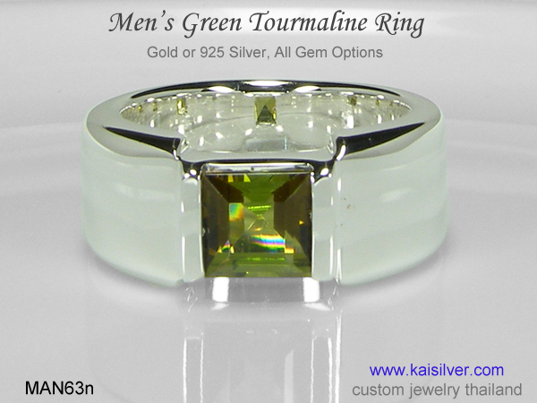 green tourmaline gent's ring