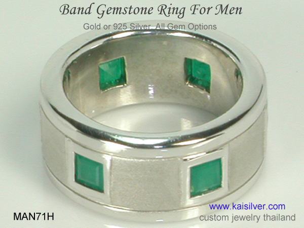 custom men's ring emerald