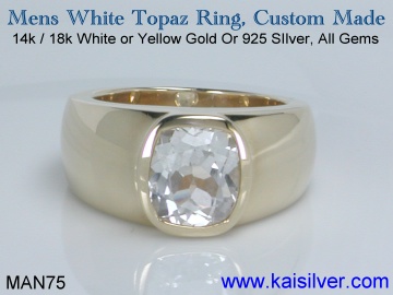 man75 mens white topaz ring for men