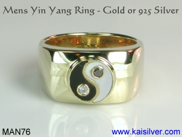 men's yin yang 14k 18k gold ring