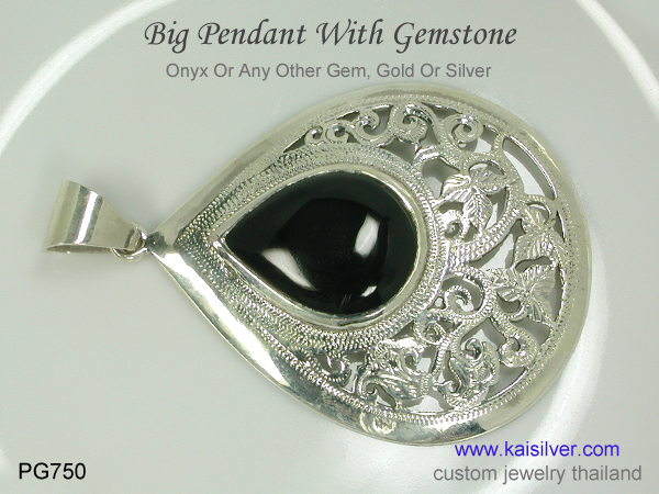 big gemstone pendant onyx