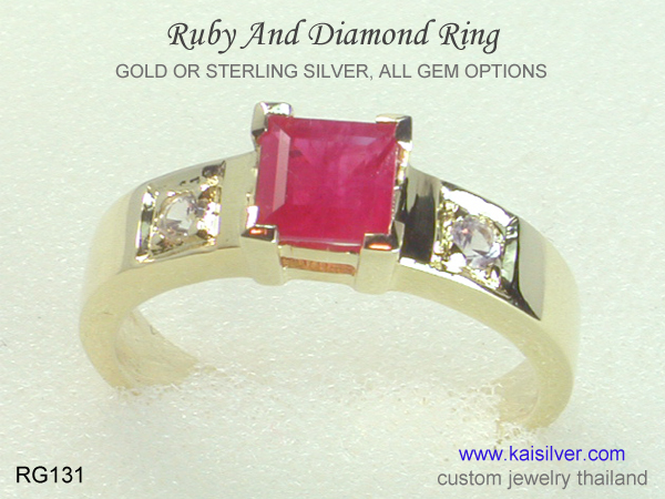ruby diamond ring gold silver