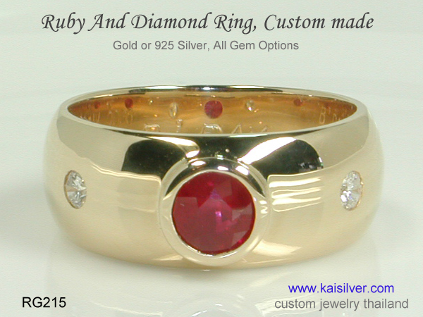 men's custom band ruby diamond 