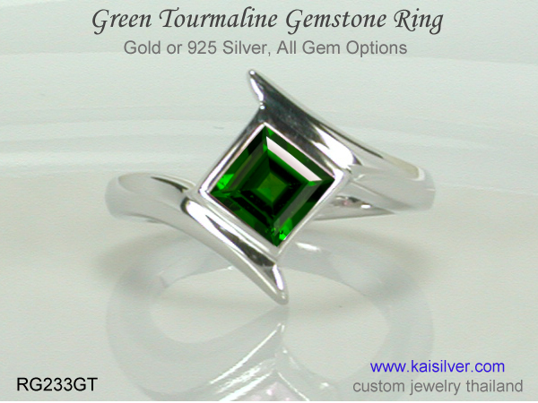 green tourmaline slim ring