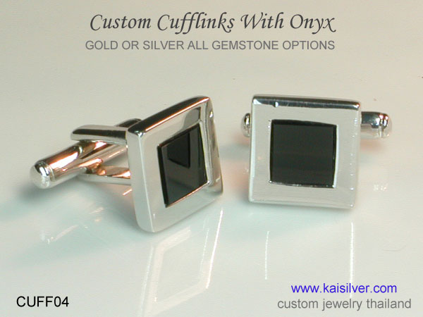 black gemstone cufflinks onyx custom made