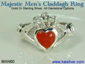 male 925 sterling silver claddagh ring