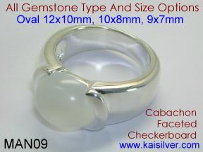 male silver rings, sterling silver ring with moonstone