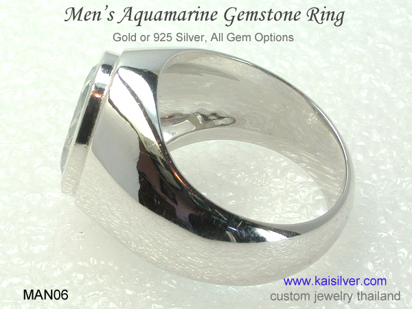 men's gemstone ring with aquamarine