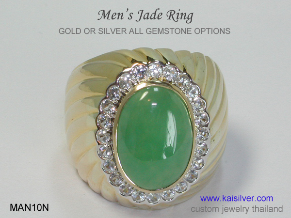 gents ring green jade