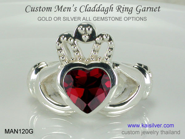 garnet claddagh ring
