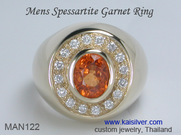 men's spessartite garnet ring