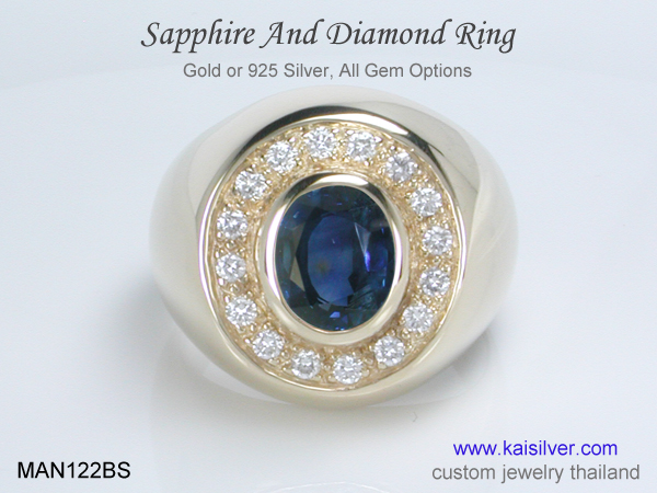 sapphire gold ring for men