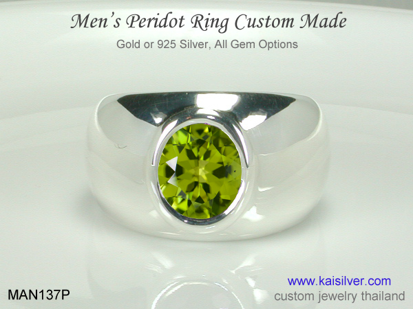 men's ring with peridot