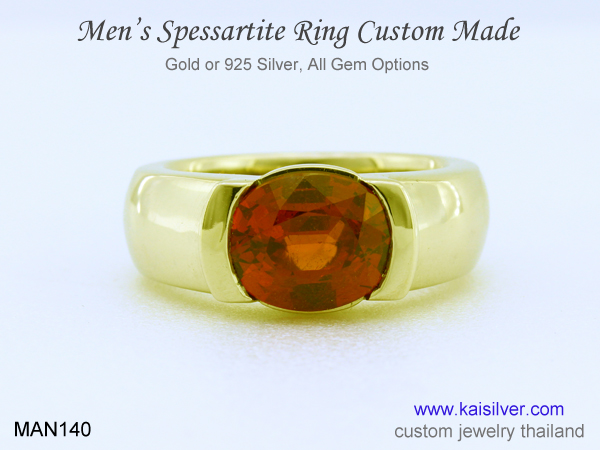 spessartite garnet men's ring