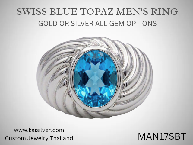 swiss blue topaz ring for men