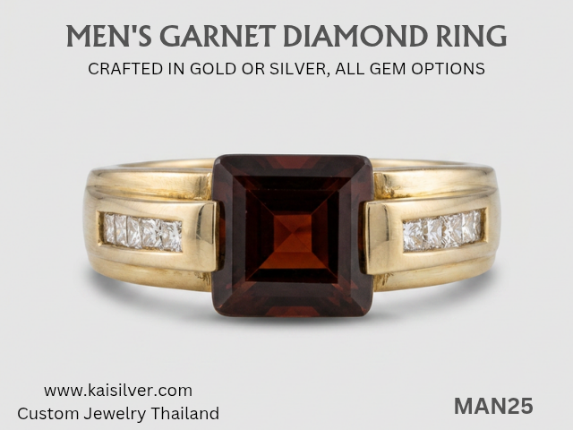 diamond and garnet ring for men
