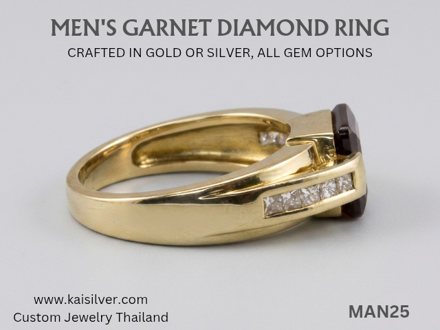 men's garnet ring silver or gold