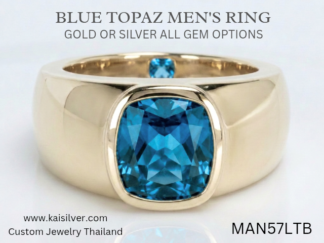 men's blue topaz ring, also in silver