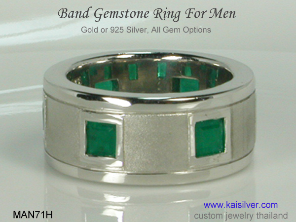 men's emerald gemstone ring