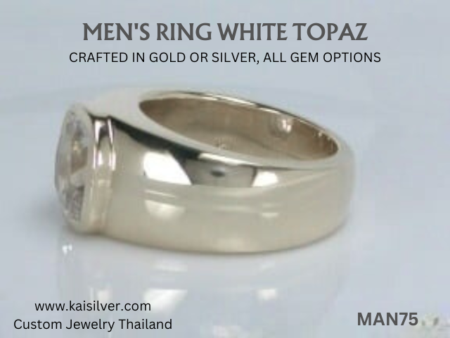gold or silver ring men's topaz