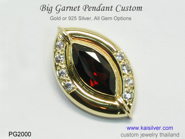 big gemstone pendant garnet