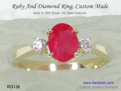 yellow gold white gold ruby diamond ring 
