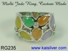 jade gemstone jewelry, multi jade ring